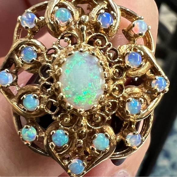 Vintage 14k Gold Opal Pendant / Brooch - Picture 7 of 12